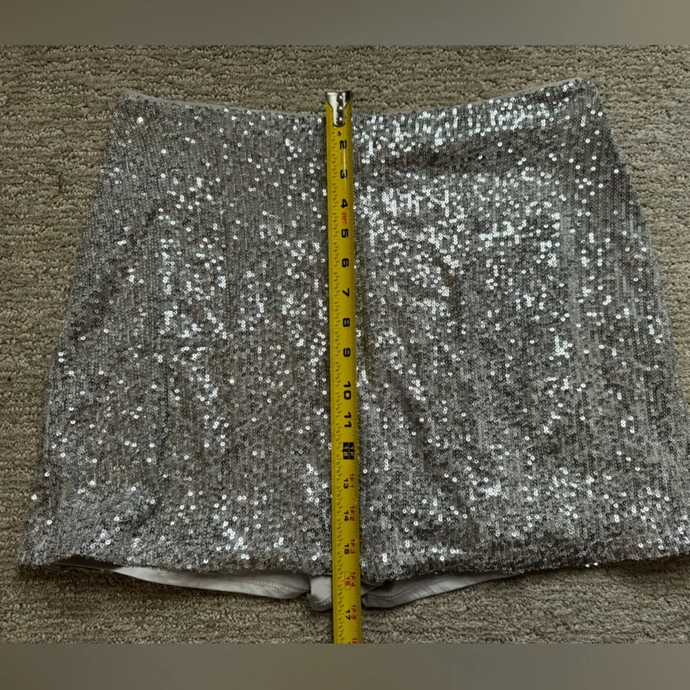 Abercrombie & Fitch Silver Sequin Skirt with Short - Picture 4 of 6